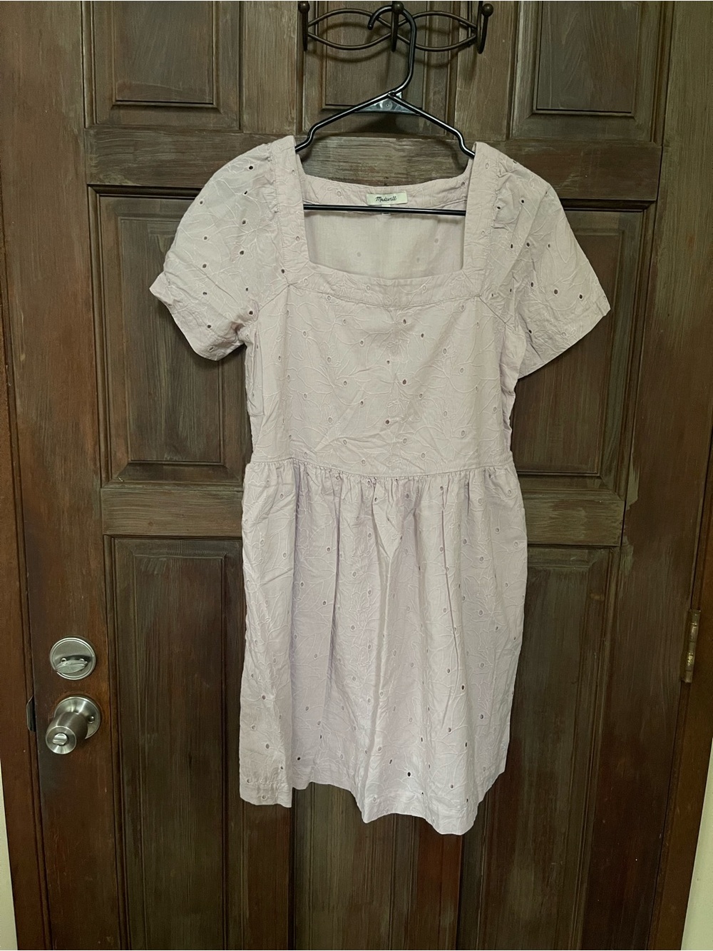 Madewell Light Lavendar Eyelet Square-Neck Dress Size S